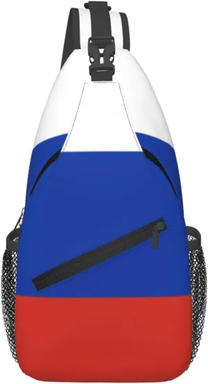 Cross Chest Bag Diagonally Sling Backpack Crossbody Shoulder Bag Russian Flag Branches Sling Bag Travel Hiking Daypack