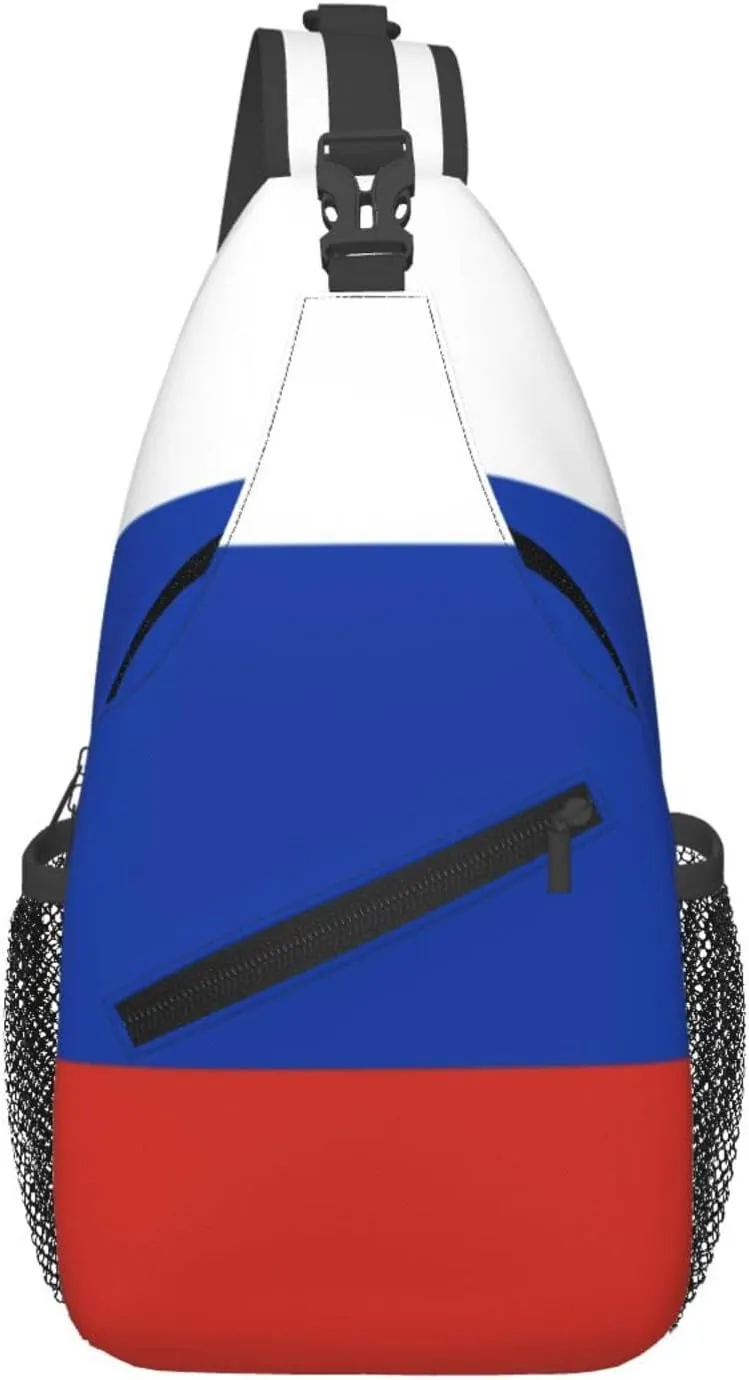 Cross Chest Bag Diagonally Sling Backpack Crossbody Shoulder Bag Russian Flag Branches Sling Bag Travel Hiking Daypack