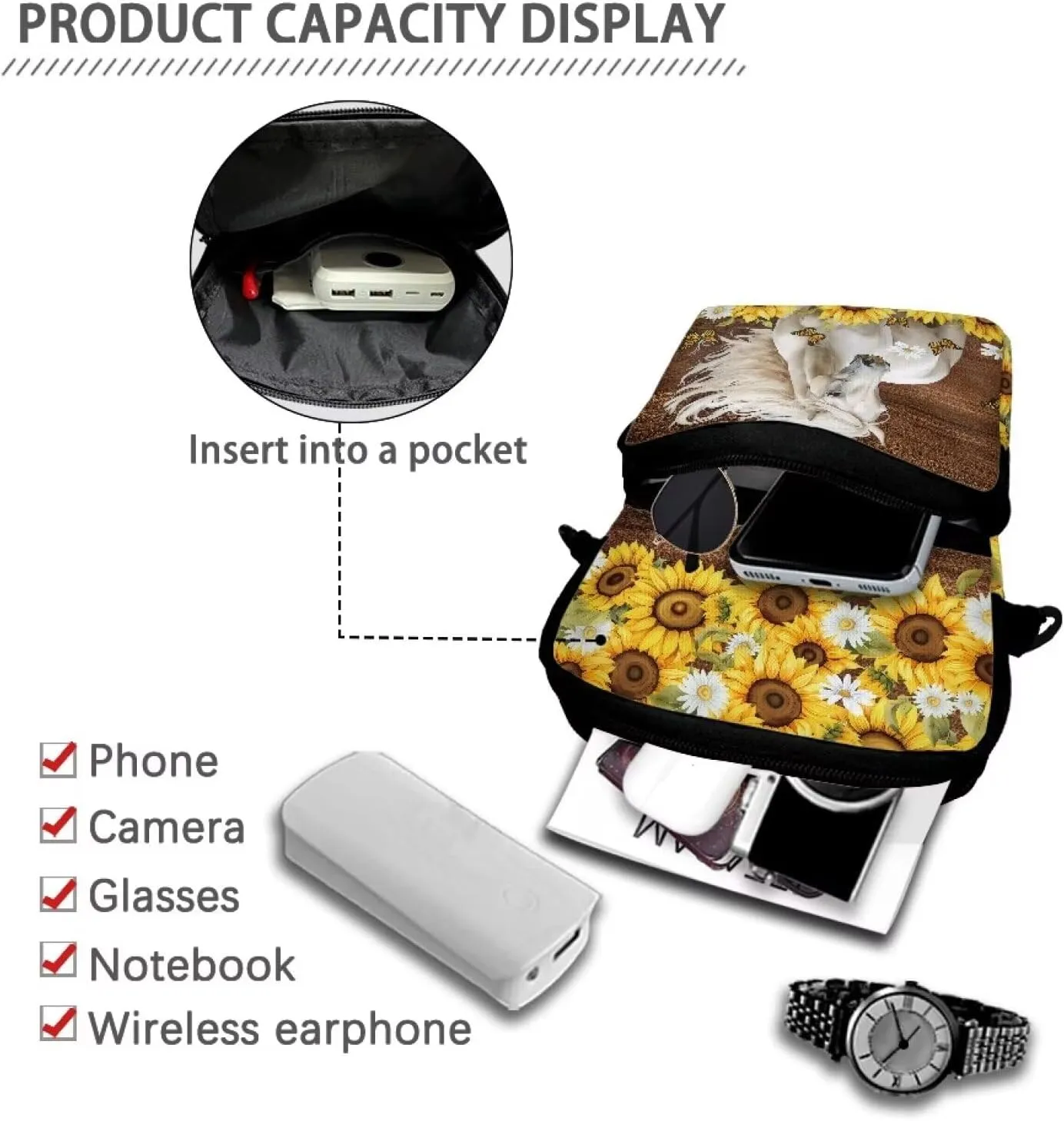 Crossbody Bag for Women and Men Travel Work Sports Messenger Purse