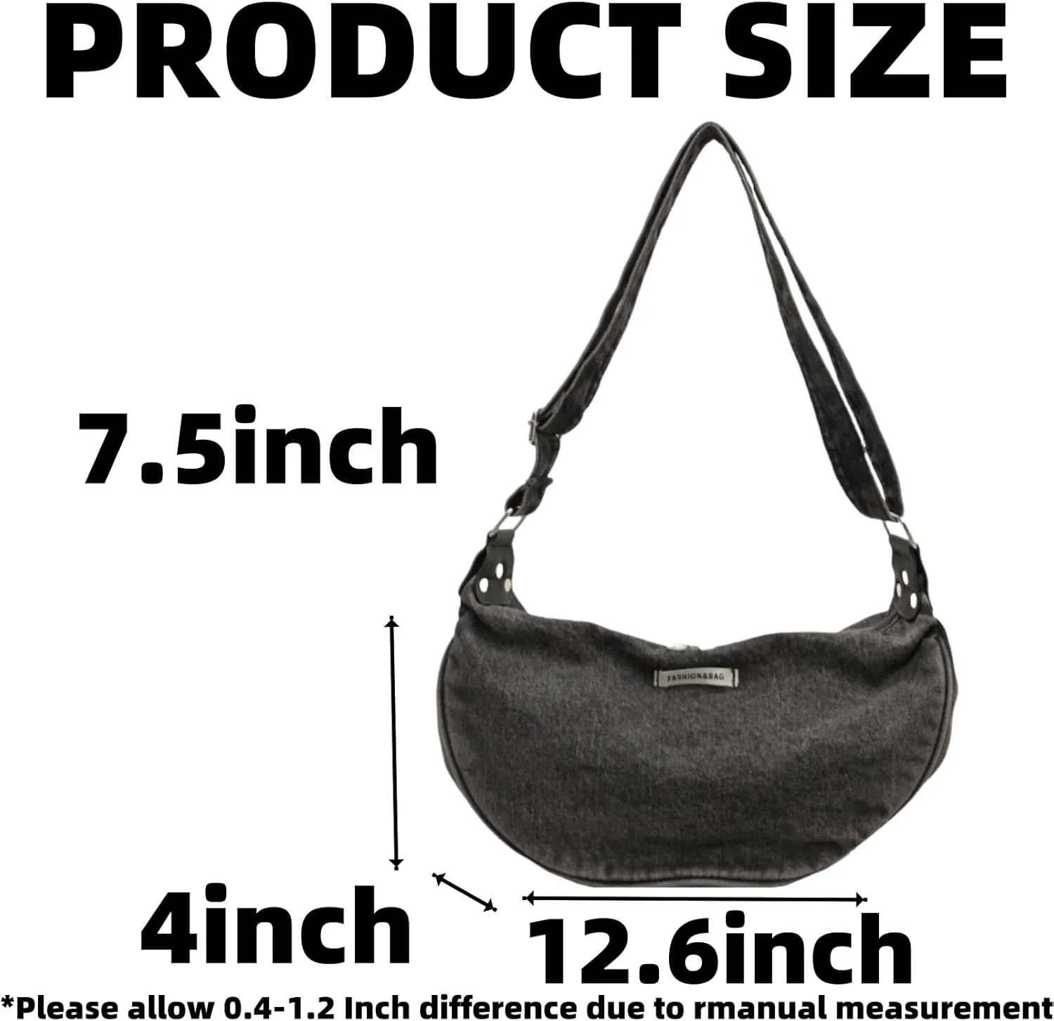 Crossbody Bag for Women, Large Capacity Denim Underarm Single Shoulder Dumpling Bag with Adjustable Straps
