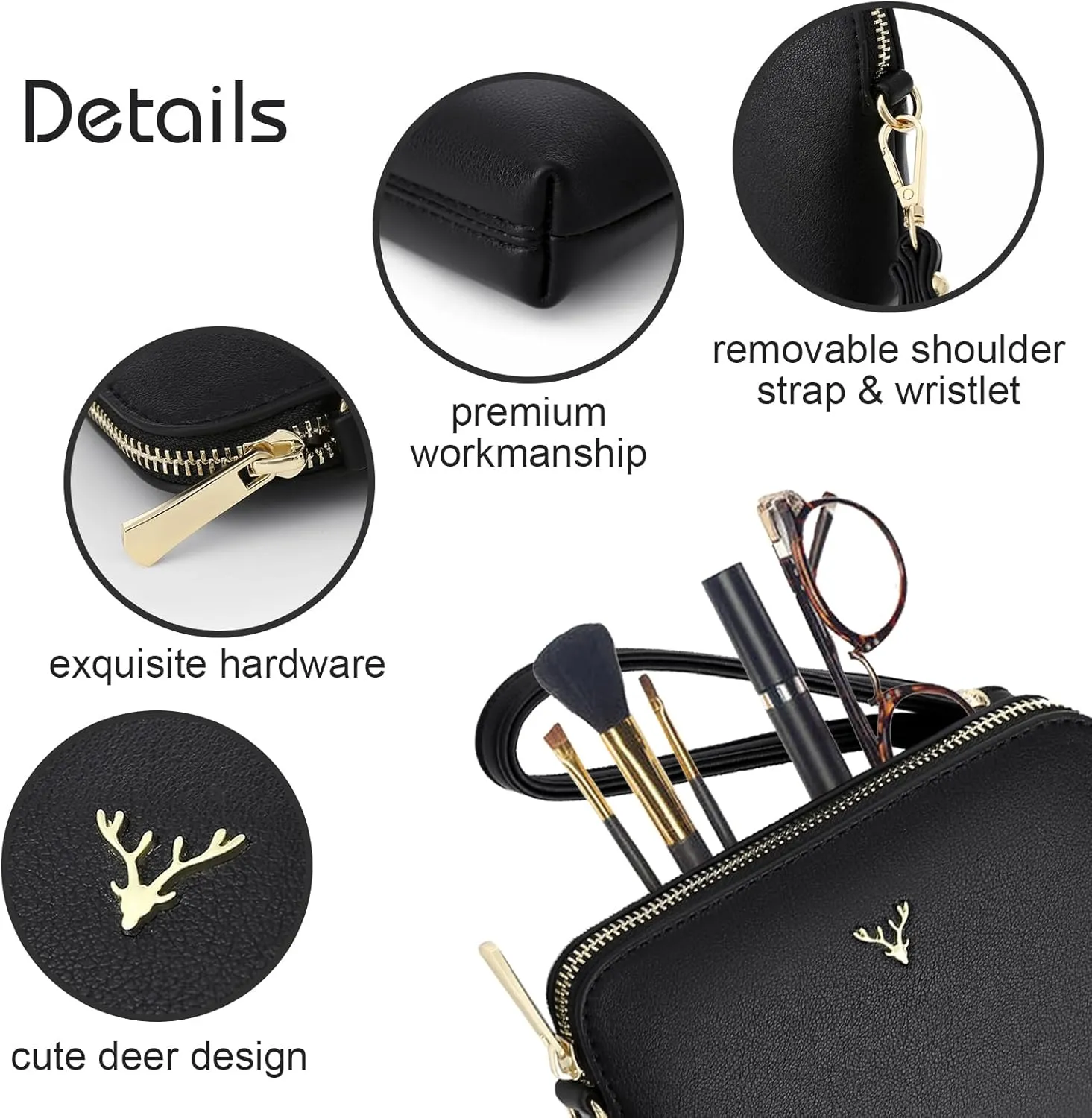 Crossbody Bag for Women, Vegan Leather Women Crossbody Purse Small Shoulder Handbags, Ladies Wristlet Clutch