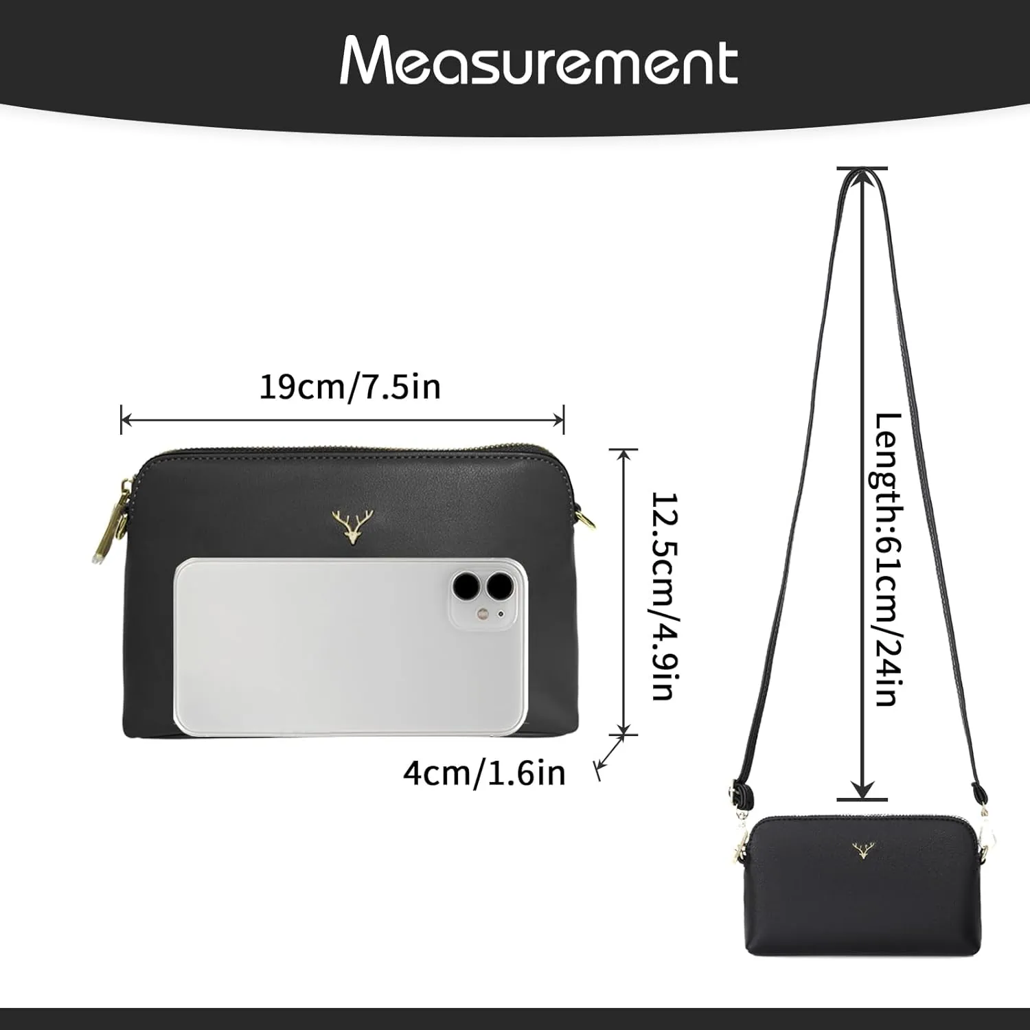 Crossbody Bag for Women, Vegan Leather Women Crossbody Purse Small Shoulder Handbags, Ladies Wristlet Clutch