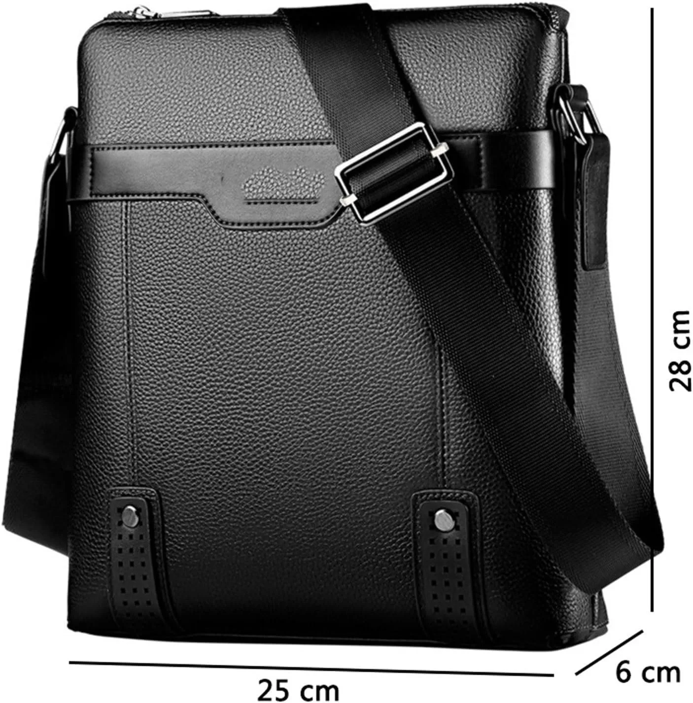 Crossbody Bag Men Men's Large PU Leather Shoulder Bag High-Capacity Courier Handbag for Leisure and Work