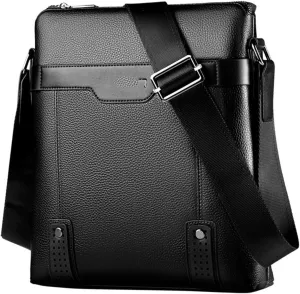 Crossbody Bag Men Men's Large PU Leather Shoulder Bag High-Capacity Courier Handbag for Leisure and Work