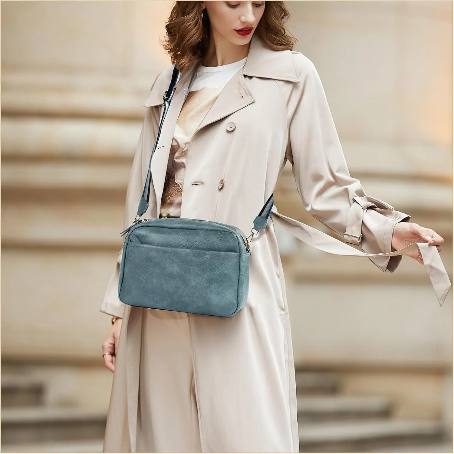 Crossbody Bags for Women, Fashion Large Size Vegan Leather Purse Shoulder Handbag with Adjustable Wide Strap