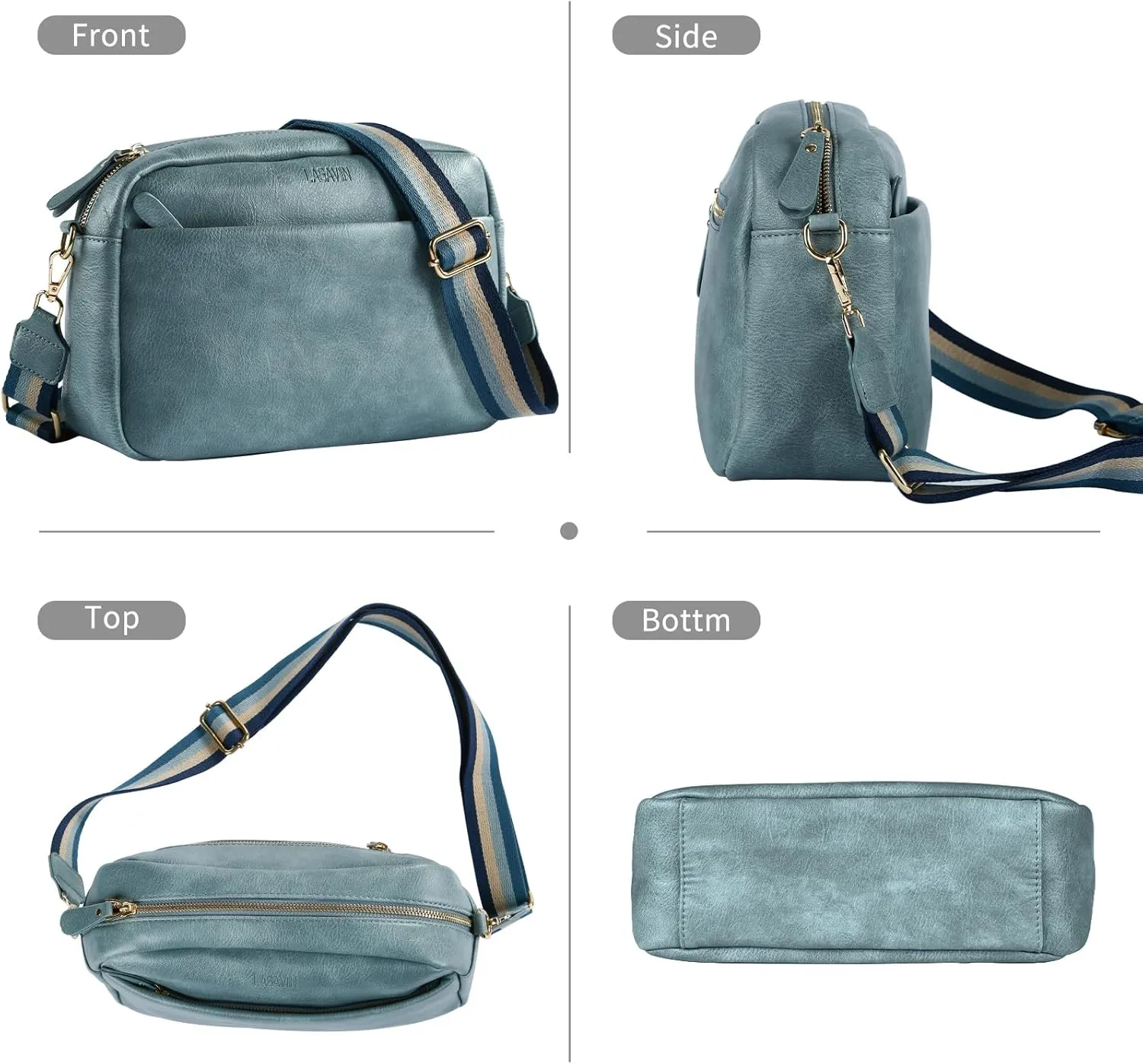 Crossbody Bags for Women, Fashion Large Size Vegan Leather Purse Shoulder Handbag with Adjustable Wide Strap