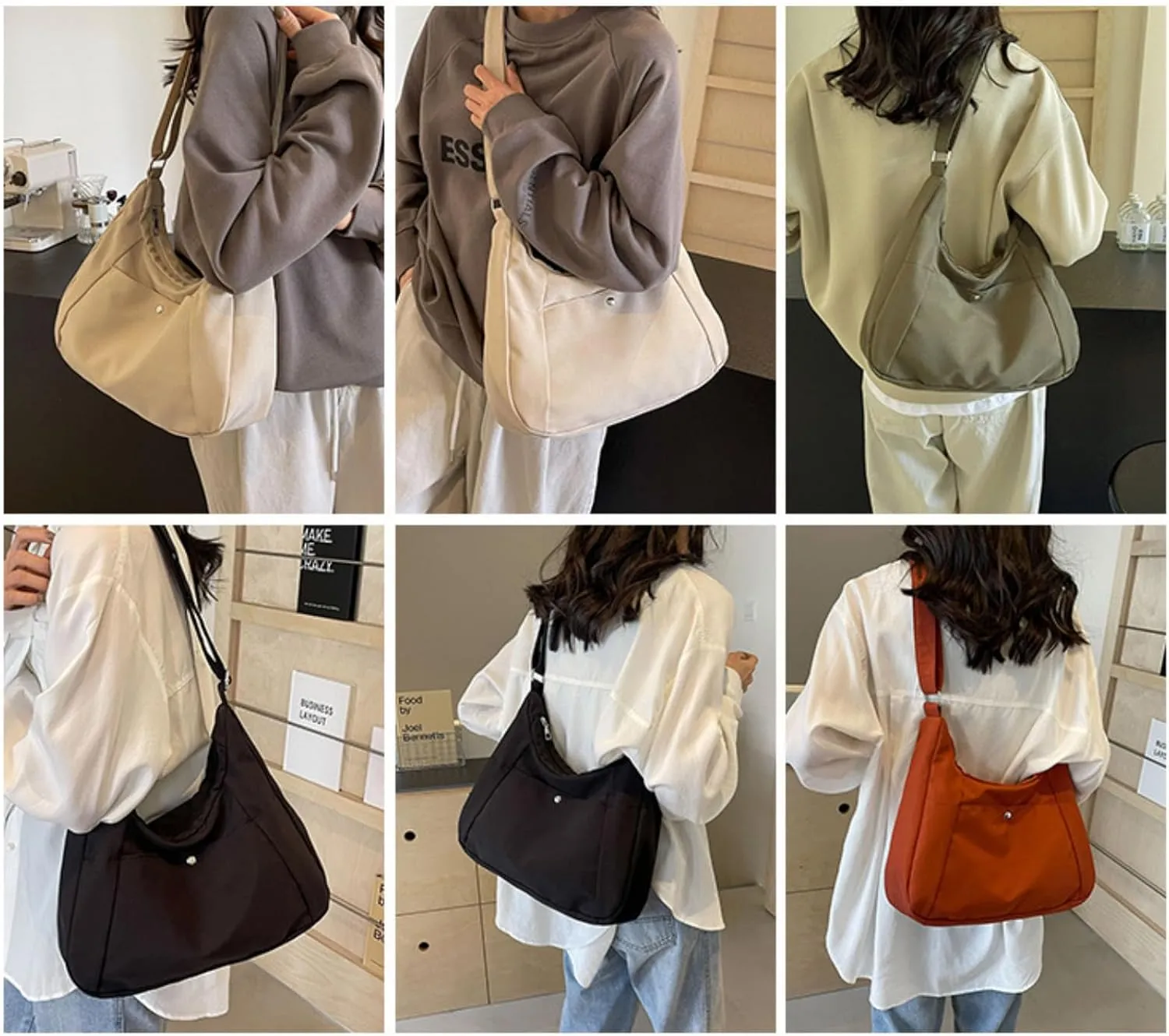Crossbody Bags For Women with Adjustable Strap Nylon Canvas Shoulder Bag Lightweight Casual Handbags New Zipper Purse Large (Green)