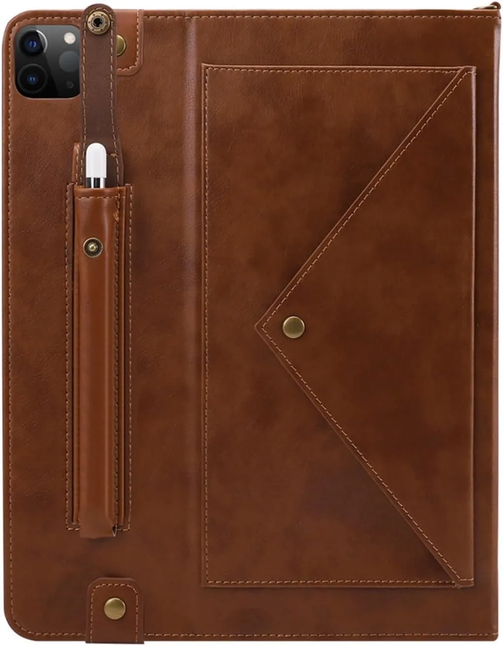 Crossbody Handbag Case for iPad Pro 12.9 inch 6th/5th/4th/3rd Generation 2022/2021/2020/2018 with Pencil Holder/Shoulder Strap/Hand Strap/Stand Envelope Bag Magnetic Wallet Cover, Coffee