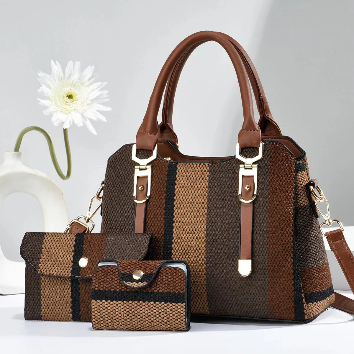 Crossbody Large Capacity Handbags New Son And Mother Canvas Contrast Color Handbags