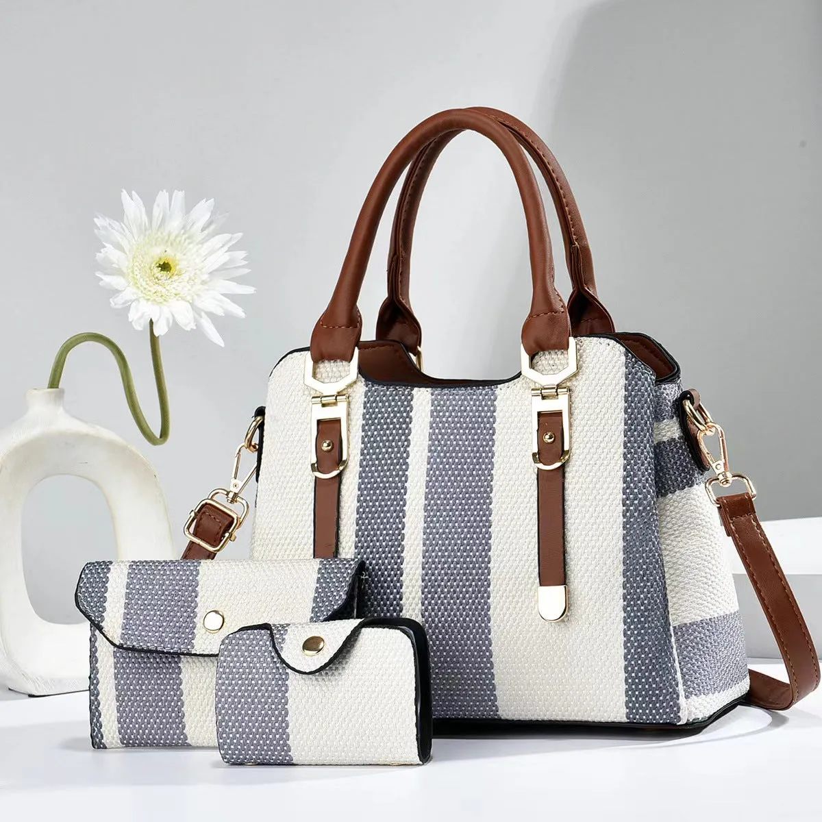 Crossbody Large Capacity Handbags New Son And Mother Canvas Contrast Color Handbags
