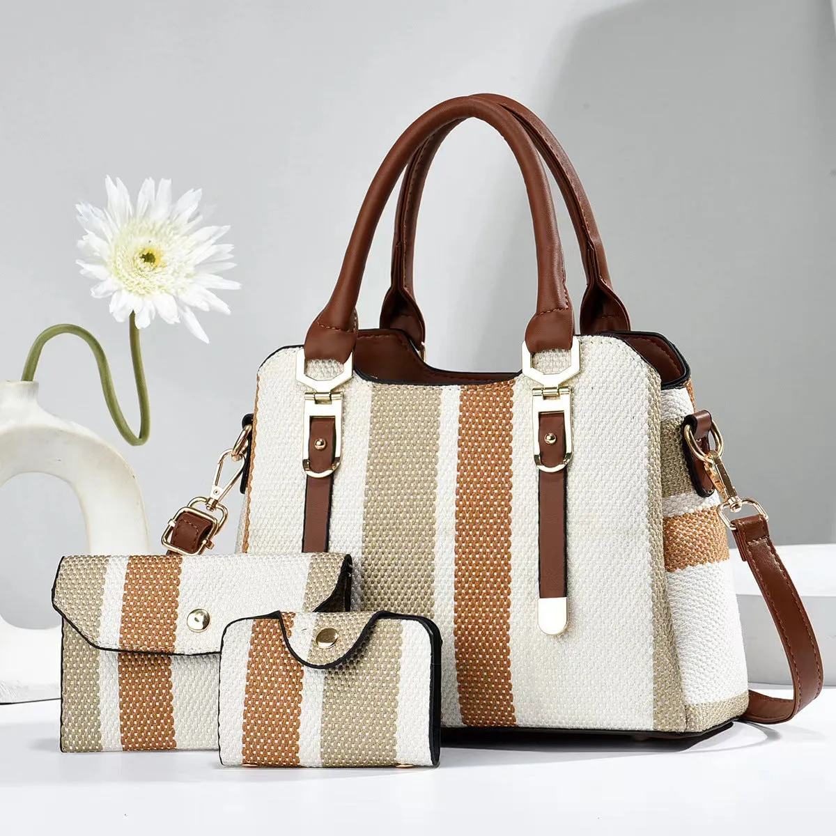Crossbody Large Capacity Handbags New Son And Mother Canvas Contrast Color Handbags