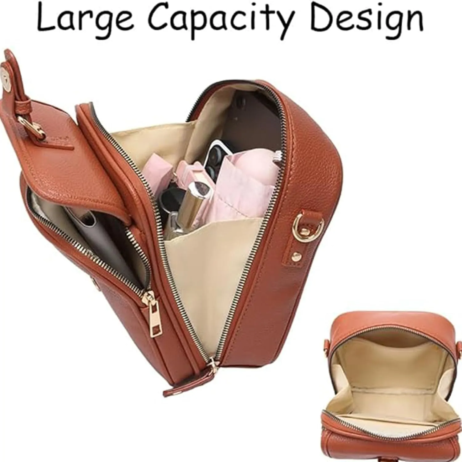 Crossbody Leather Bag, Vintage Large Capacity Messenger Bag with 10 Card Slots