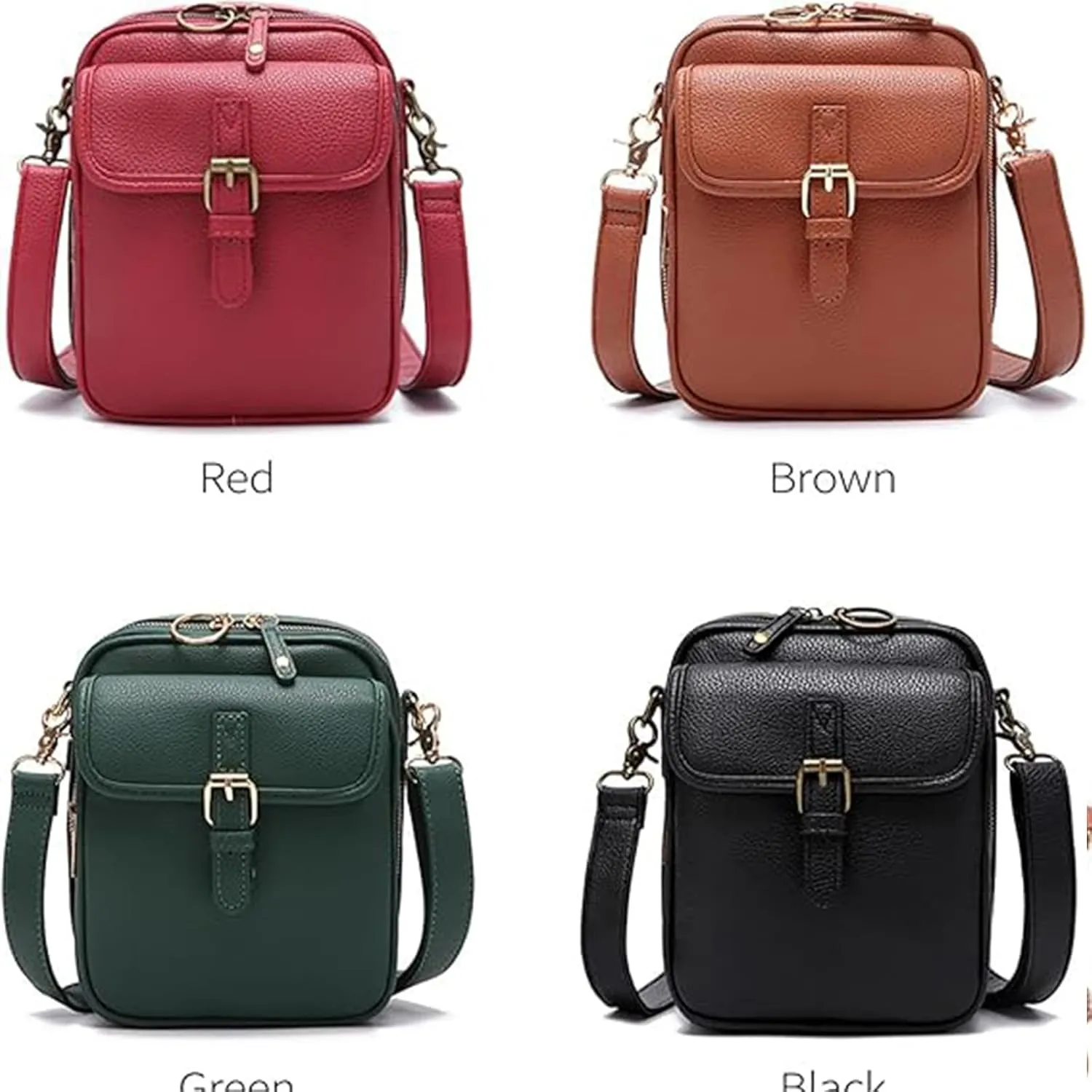 Crossbody Leather Bag, Vintage Large Capacity Messenger Bag with 10 Card Slots