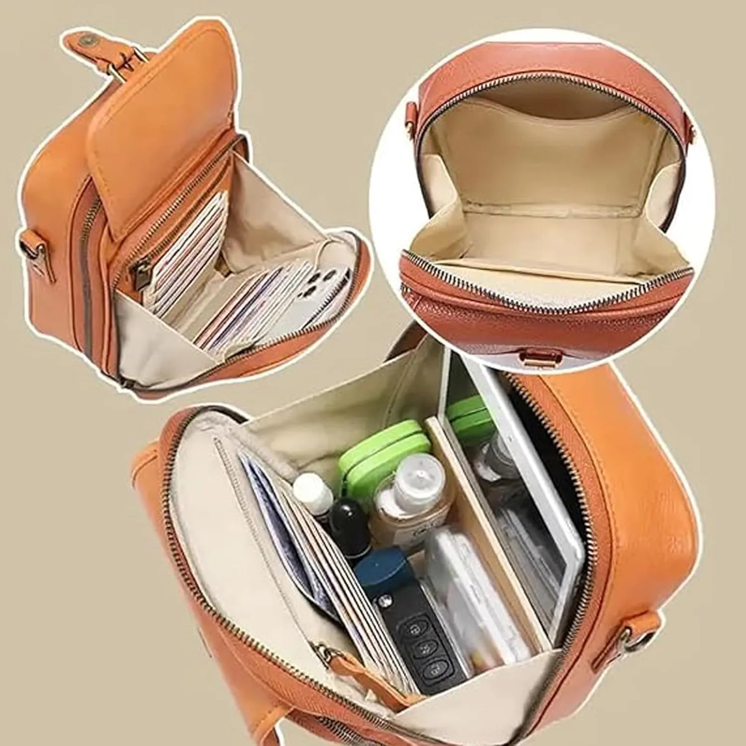 Crossbody Leather Bag, Vintage Large Capacity Messenger Bag with 10 Card Slots