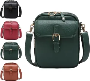 Crossbody Leather Bag, Vintage Large Capacity Messenger Bag with 10 Card Slots