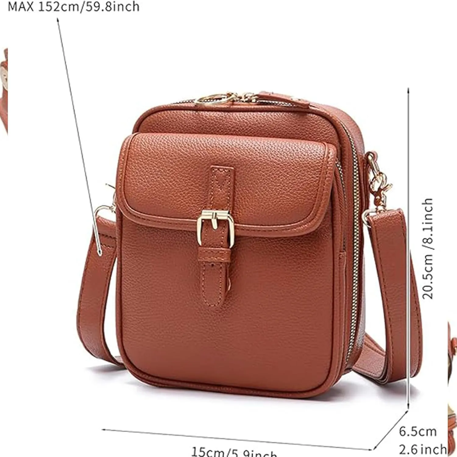 Crossbody Leather Bag, Vintage Large Capacity Messenger Bag with 10 Card Slots