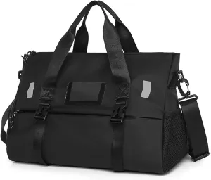 Crossbody men Multifunction Sports Fitness Gym Yoga Bag Big Travel Duffle Handbag For Women Weekend Traveling (Black)