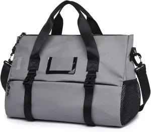 Crossbody men Multifunction Sports Fitness Gym Yoga Bag Big Travel Duffle Handbag For Women Weekend Traveling (Grey)