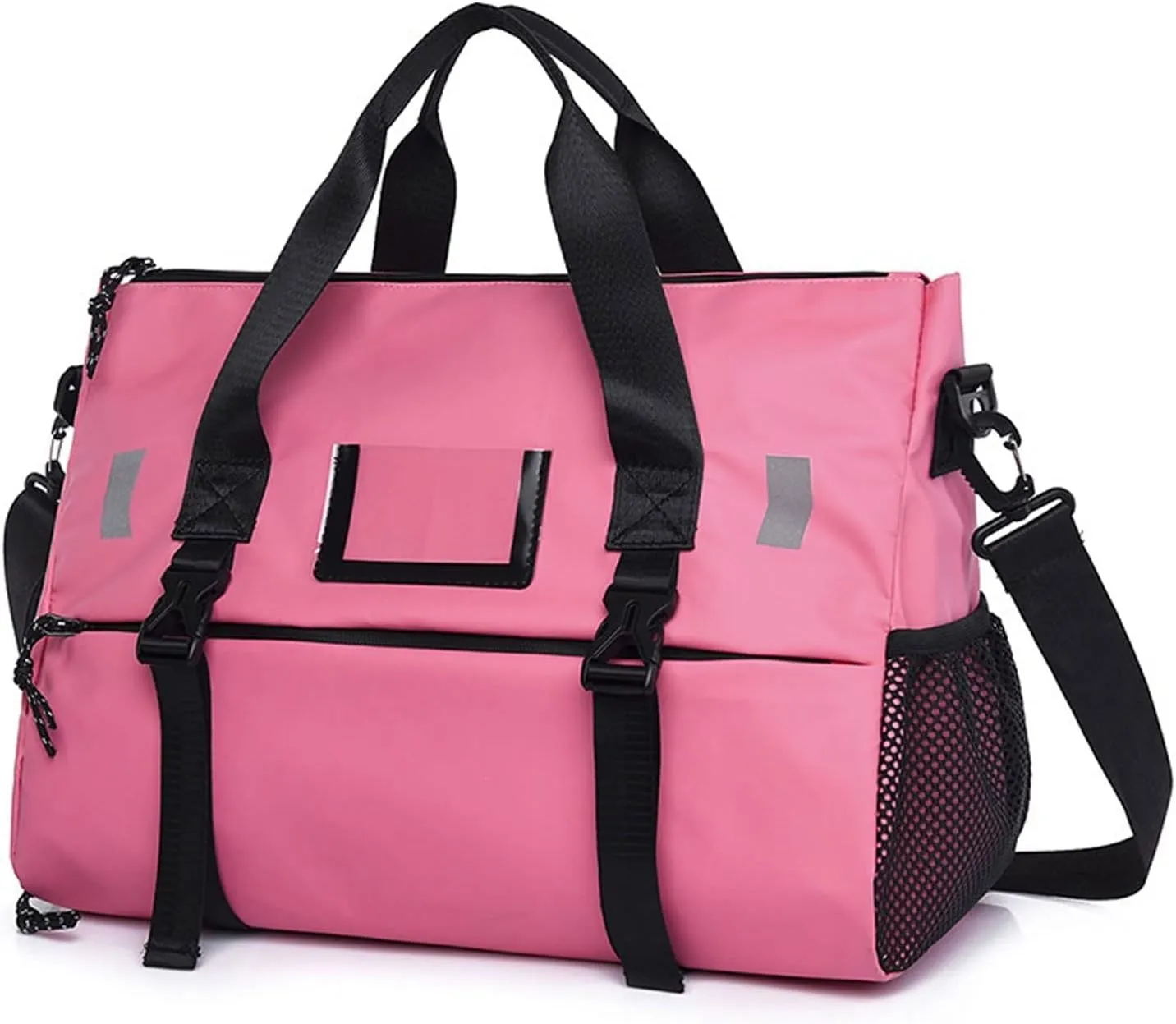 Crossbody men Multifunction Sports Fitness Gym Yoga Bag Big Travel Duffle Handbag For Women Weekend Traveling (Pink)