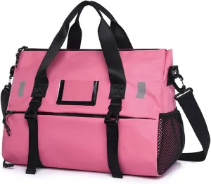 Crossbody men Multifunction Sports Fitness Gym Yoga Bag Big Travel Duffle Handbag For Women Weekend Traveling (Pink)