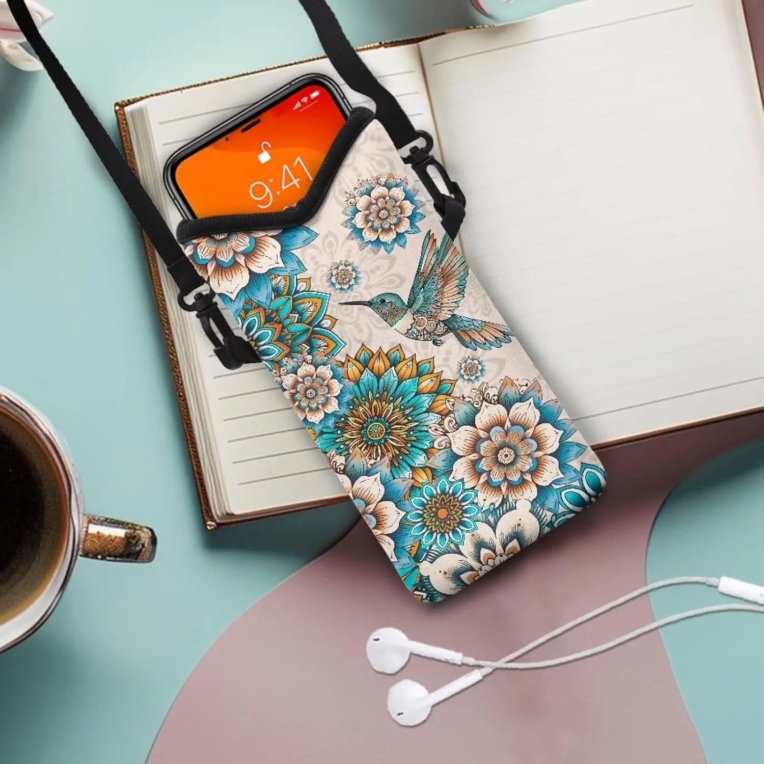 Crossbody Phone Bag Waterproof Mini Cellphone Purse Bag with Adjustable Strap Fits Most Smartphones, 8'' x 4''