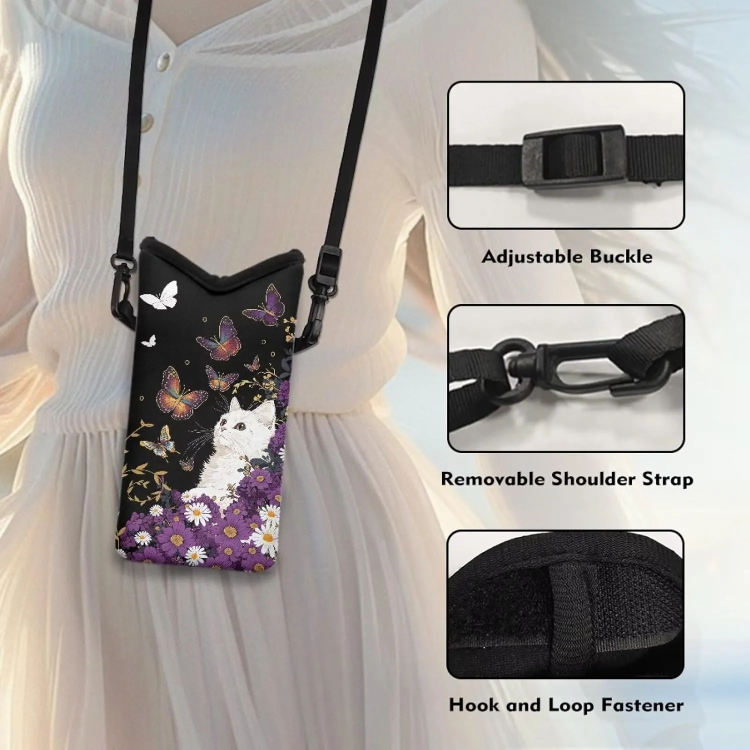 Crossbody Phone Bag Waterproof Mini Cellphone Purse Bag with Adjustable Strap Fits Most Smartphones, 8'' x 4''