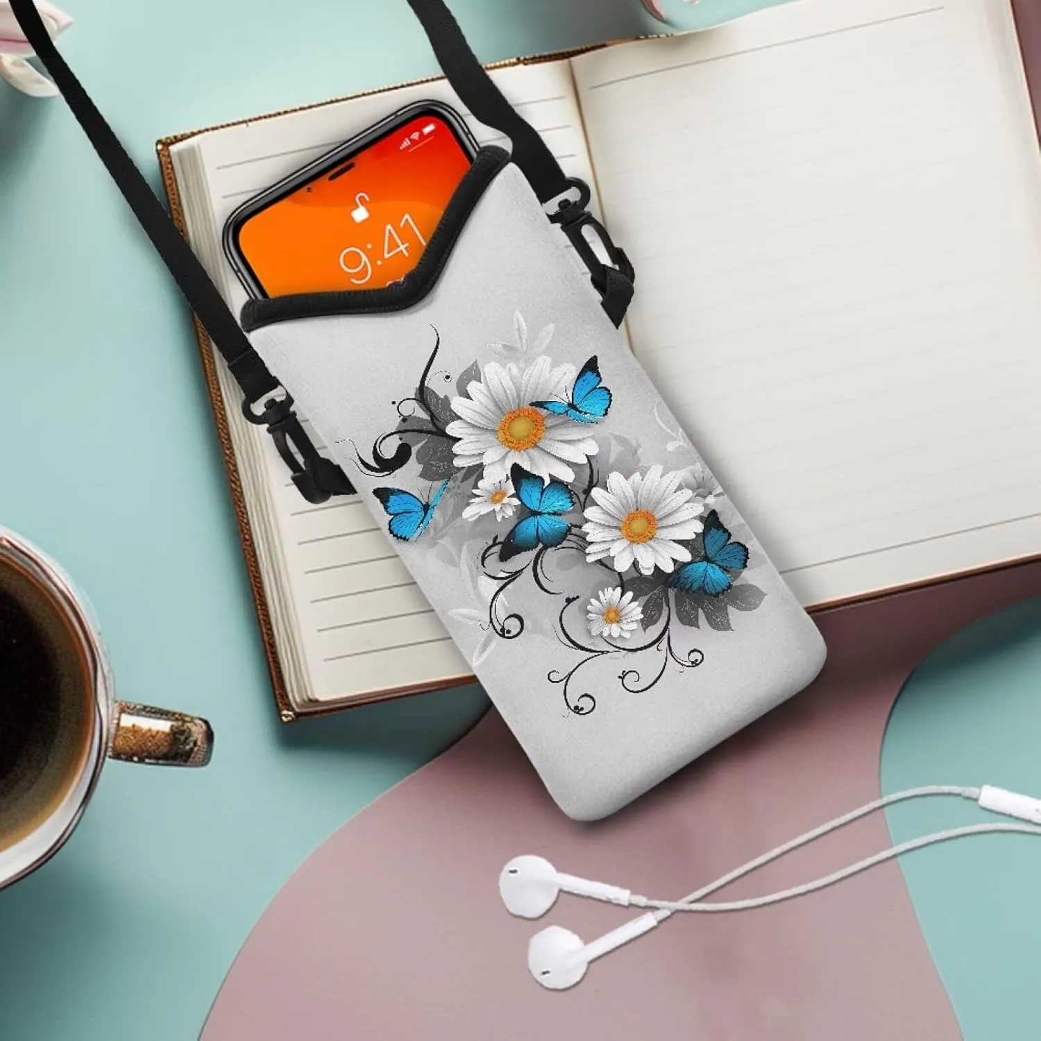 Crossbody Phone Bag Waterproof Mini Cellphone Purse Bag with Adjustable Strap Fits Most Smartphones, 8'' x 4''