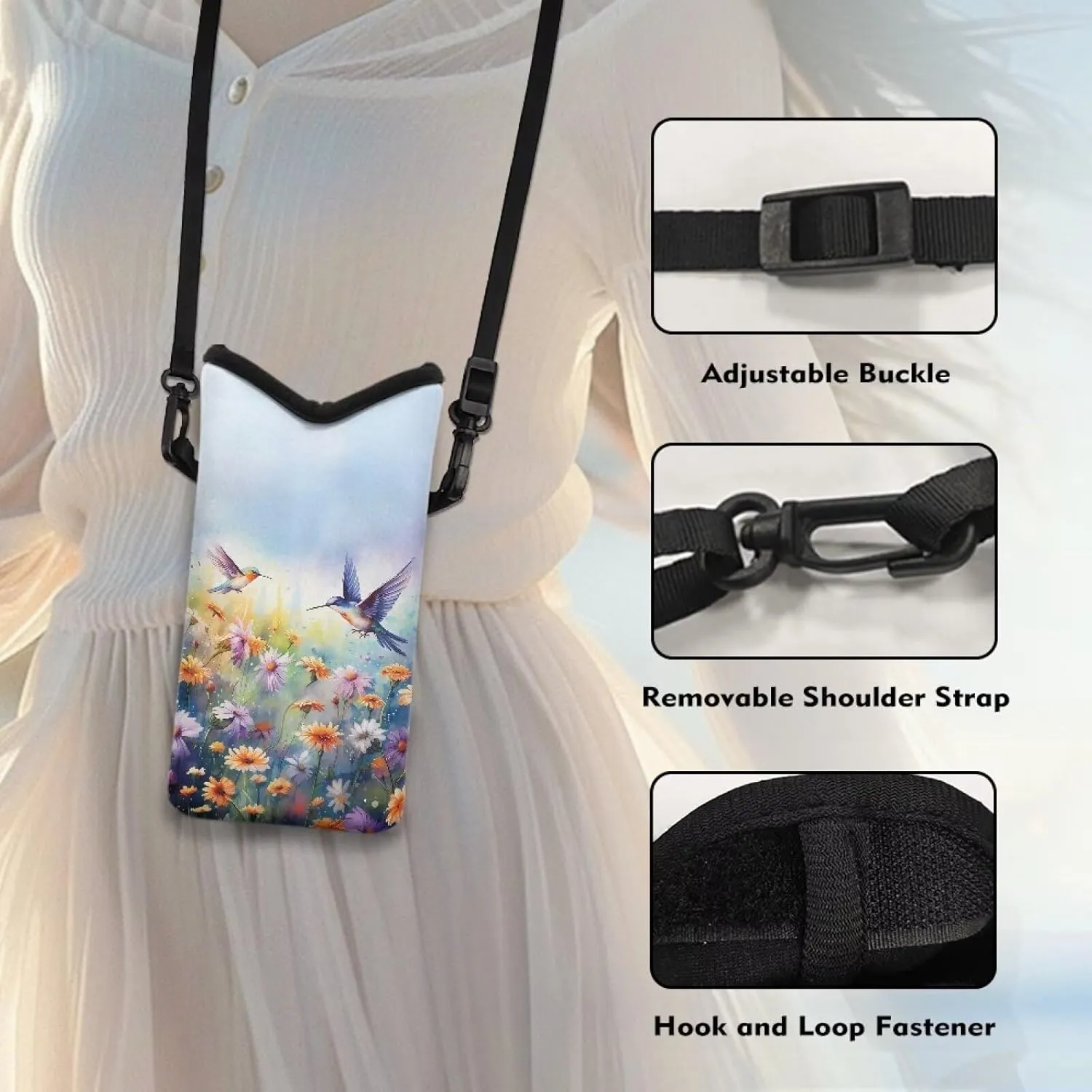 Crossbody Phone Bag Waterproof Mini Cellphone Purse Bag with Adjustable Strap Fits Most Smartphones, 8'' x 4''