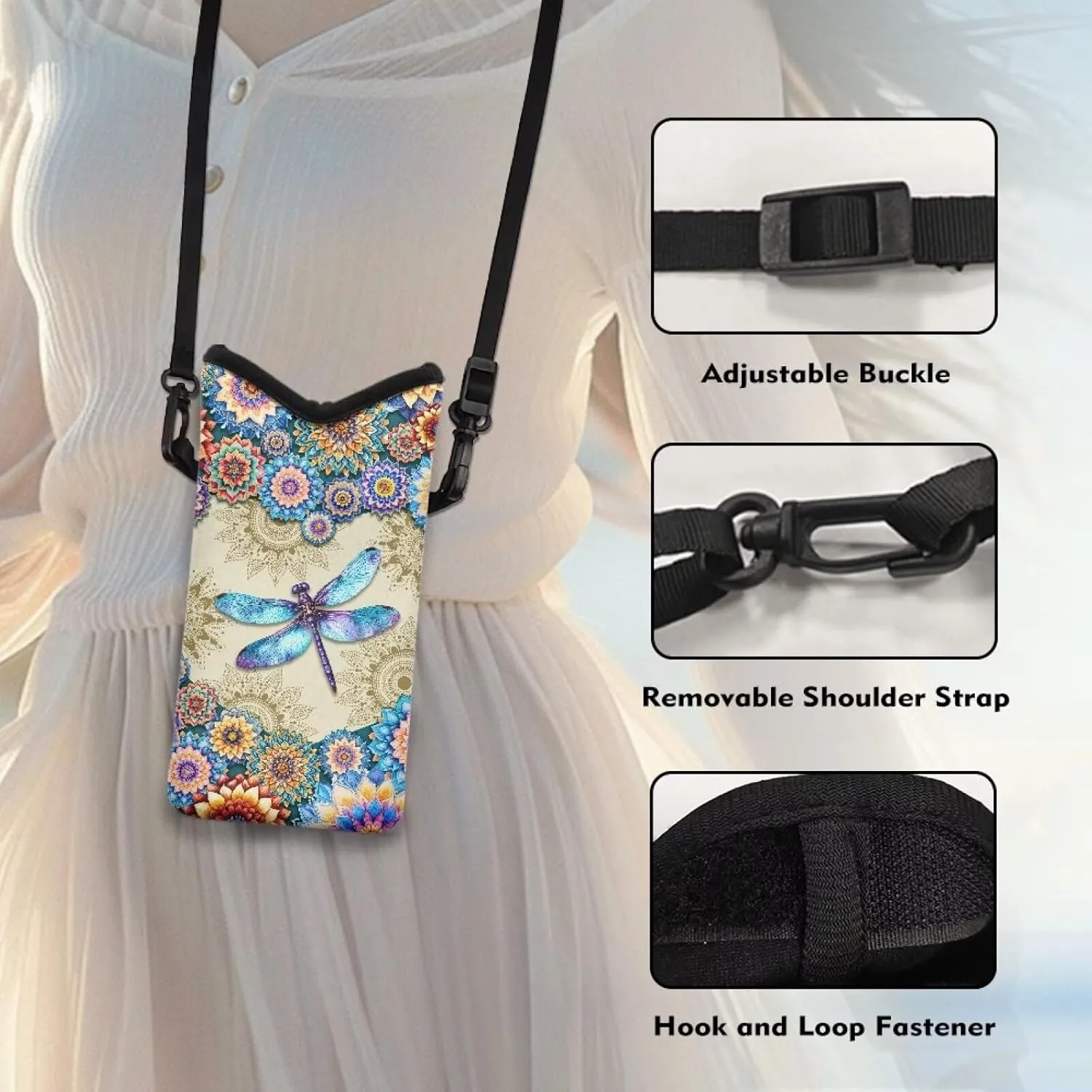 Crossbody Phone Bag Waterproof Mini Cellphone Purse Bag with Adjustable Strap Fits Most Smartphones, 8'' x 4''