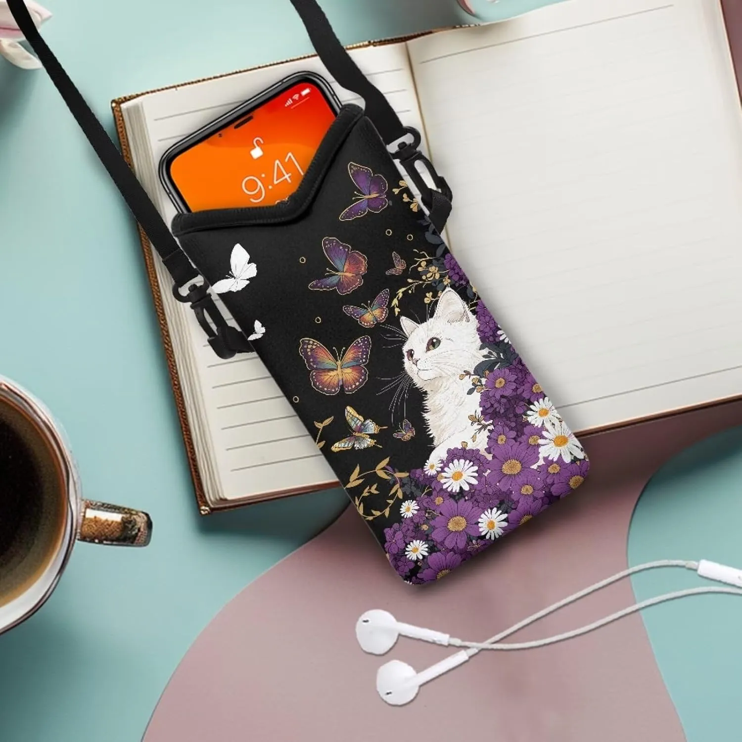 Crossbody Phone Bag Waterproof Mini Cellphone Purse Bag with Adjustable Strap Fits Most Smartphones, 8'' x 4''