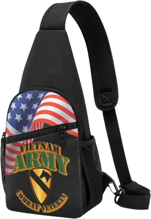 Crossbody Shoulder Chest Bag 1st Cavalry Division Vietnam Veteran Fashion One-Shoulder