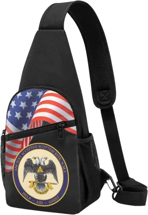 Crossbody Shoulder Chest Bag Ancient Accepted Scottish Rite Masonic Fashion One-Shoulder