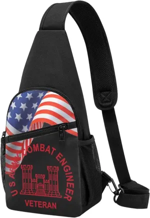 Crossbody Shoulder Chest Bag US ARMY COMBAT Engineer Veteran Fashion One-Shoulder