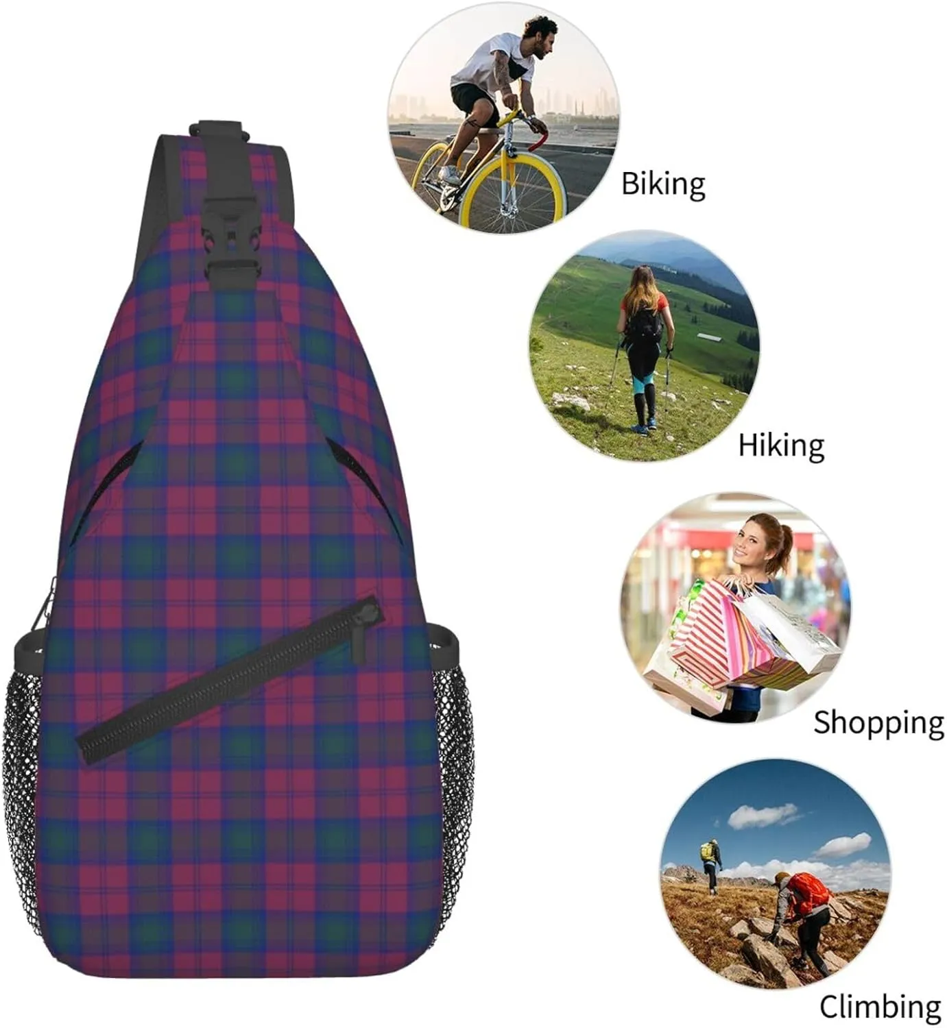 Crossbody Sling Backpack Clan Lindsay Tartan Shoulder Chest Bag Daypack for Traveling Sport