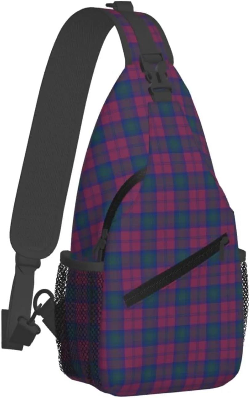 Crossbody Sling Backpack Clan Lindsay Tartan Shoulder Chest Bag Daypack for Traveling Sport