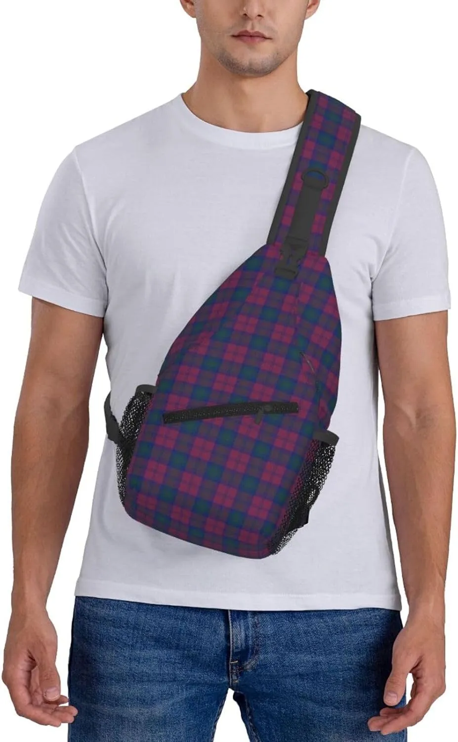 Crossbody Sling Backpack Clan Lindsay Tartan Shoulder Chest Bag Daypack for Traveling Sport