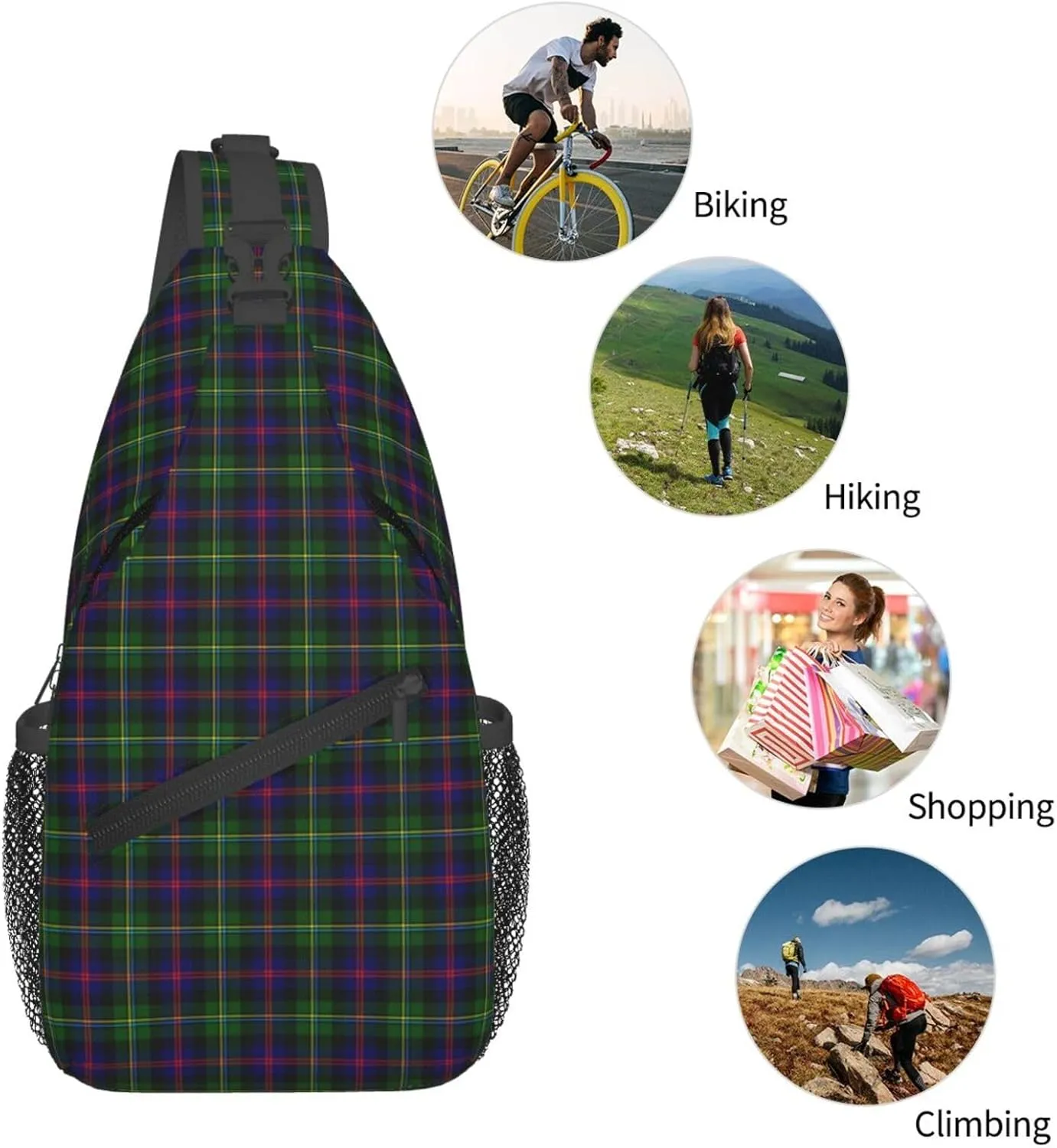 Crossbody Sling Backpack Clan Malcolm Modern Tartan Shoulder Chest Bag Daypack for Traveling Sport
