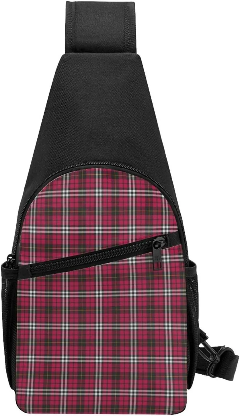 Crossbody Sling Backpack Little Tartan Shoulder Chest Bag Daypack for Traveling Sport