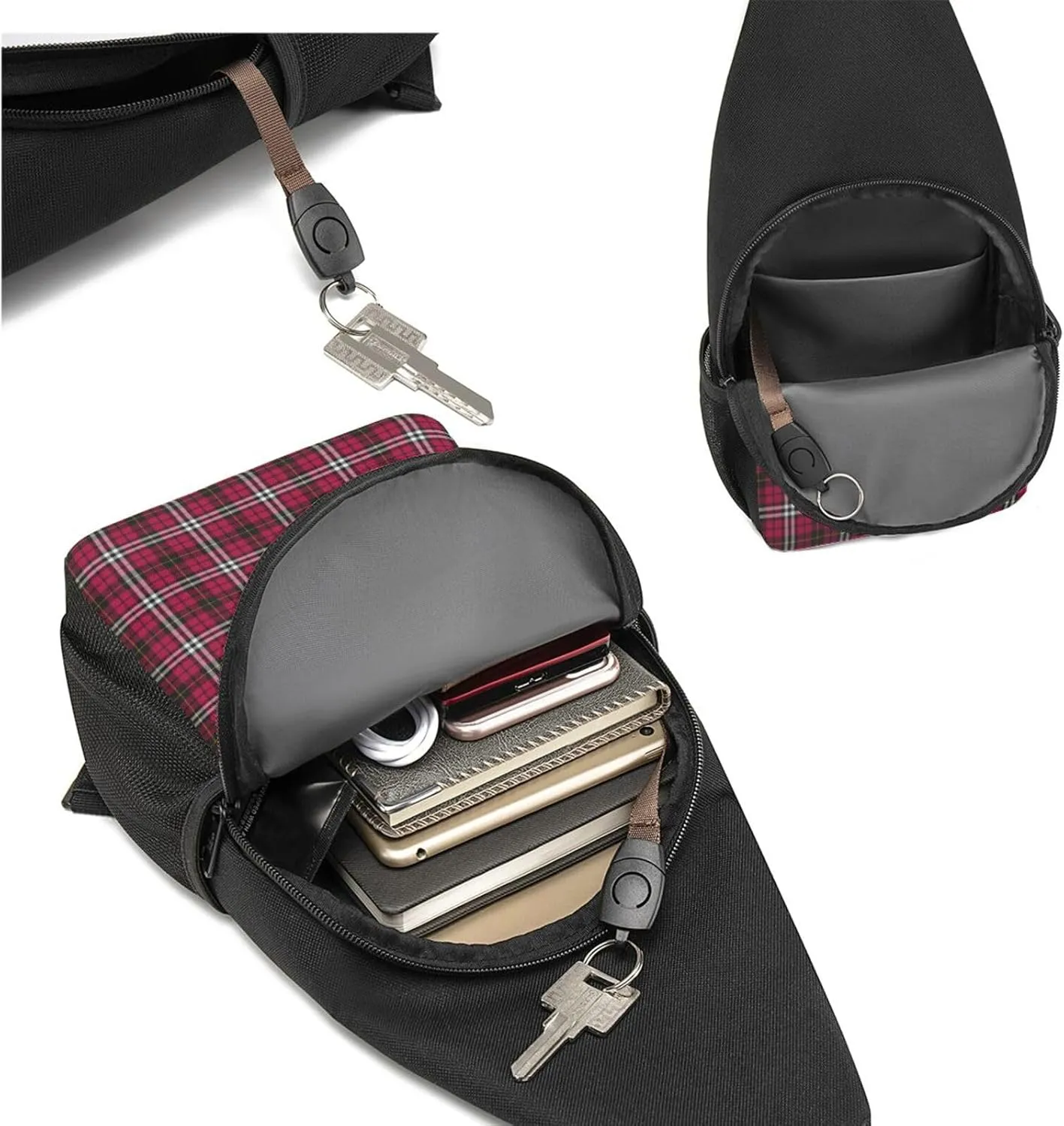 Crossbody Sling Backpack Little Tartan Shoulder Chest Bag Daypack for Traveling Sport