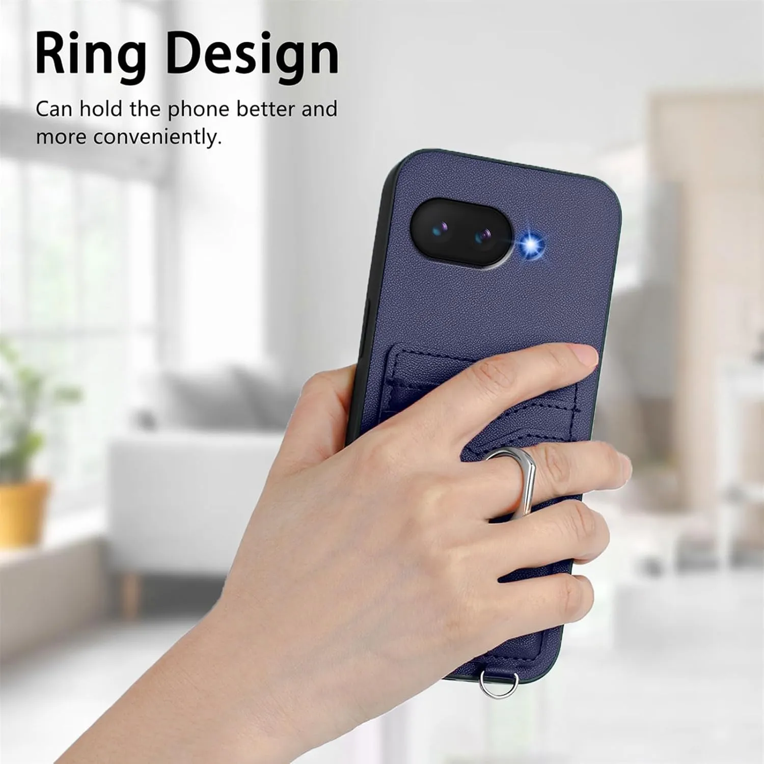 Crossbody Wallet Case for Google Pixel 9A with Card Holder and Ring Stand Kickstand Wrist Strap Lanyard Handbag Purse Phone Case Cover for Google Pixel 9A. Blue YKB