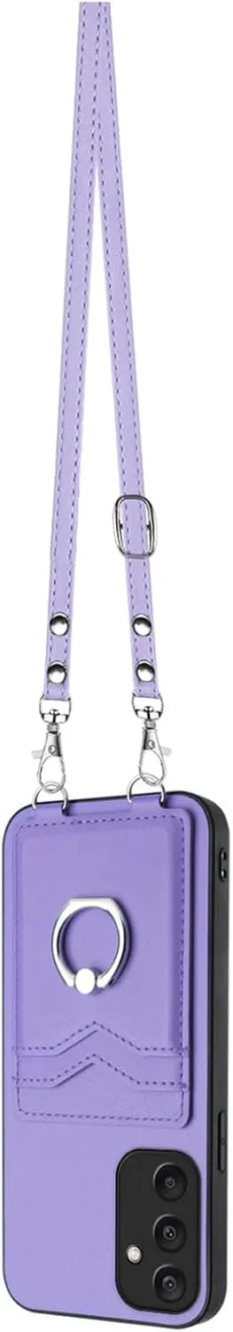Crossbody Wallet Case for Samsung Galaxy A36 5G with Card Holder and Ring Stand Kickstand Wrist Strap Lanyard Handbag Purse Phone Cover for Samsung Galaxy A36 5G. Purple YKB