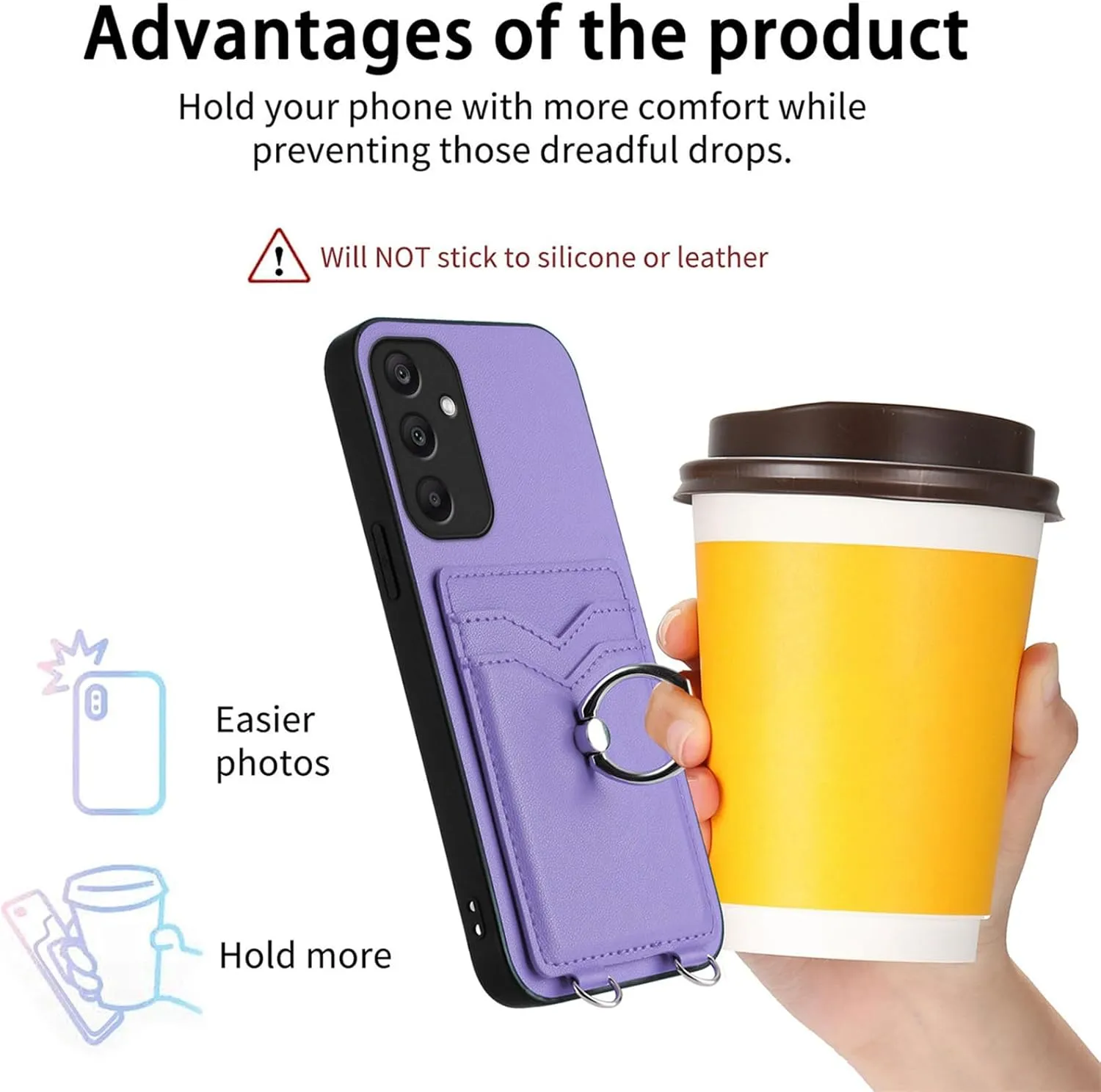 Crossbody Wallet Case for Samsung Galaxy A36 5G with Card Holder and Ring Stand Kickstand Wrist Strap Lanyard Handbag Purse Phone Cover for Samsung Galaxy A36 5G. Purple YKB