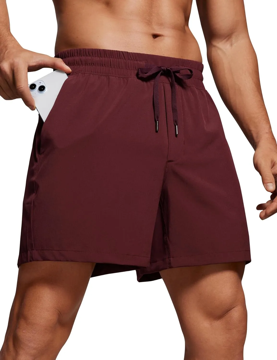 CRZ YOGA Men's Linerless Workout Shorts - 5'' Lightweight Quick Dry for Running Sports Athletic Gym with Pockets