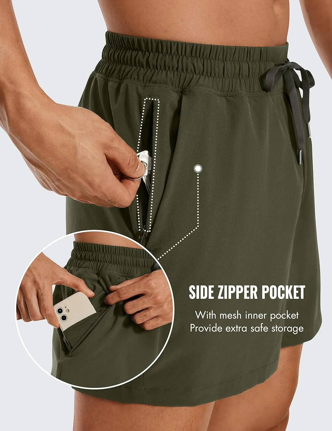 CRZ YOGA Men's Linerless Workout Shorts - 5'' Lightweight Quick Dry for Running Sports Athletic Gym with Pockets