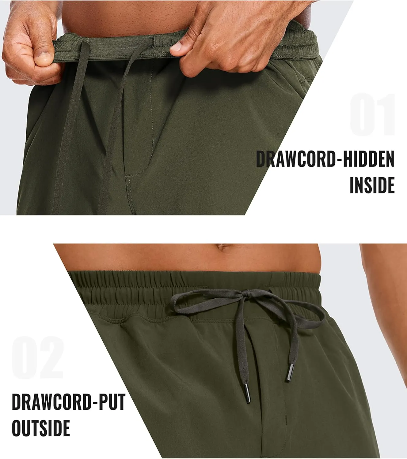 CRZ YOGA Men's Linerless Workout Shorts - 5'' Lightweight Quick Dry for Running Sports Athletic Gym with Pockets