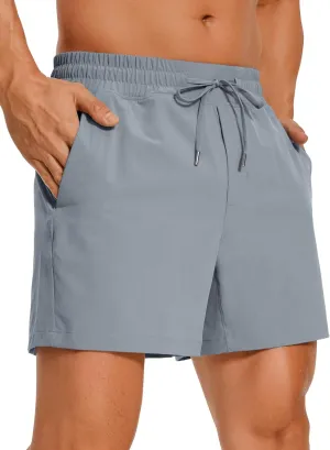 CRZ YOGA Men's Linerless Workout Shorts - 5'' Lightweight Quick Dry for Running Sports Athletic Gym with Pockets