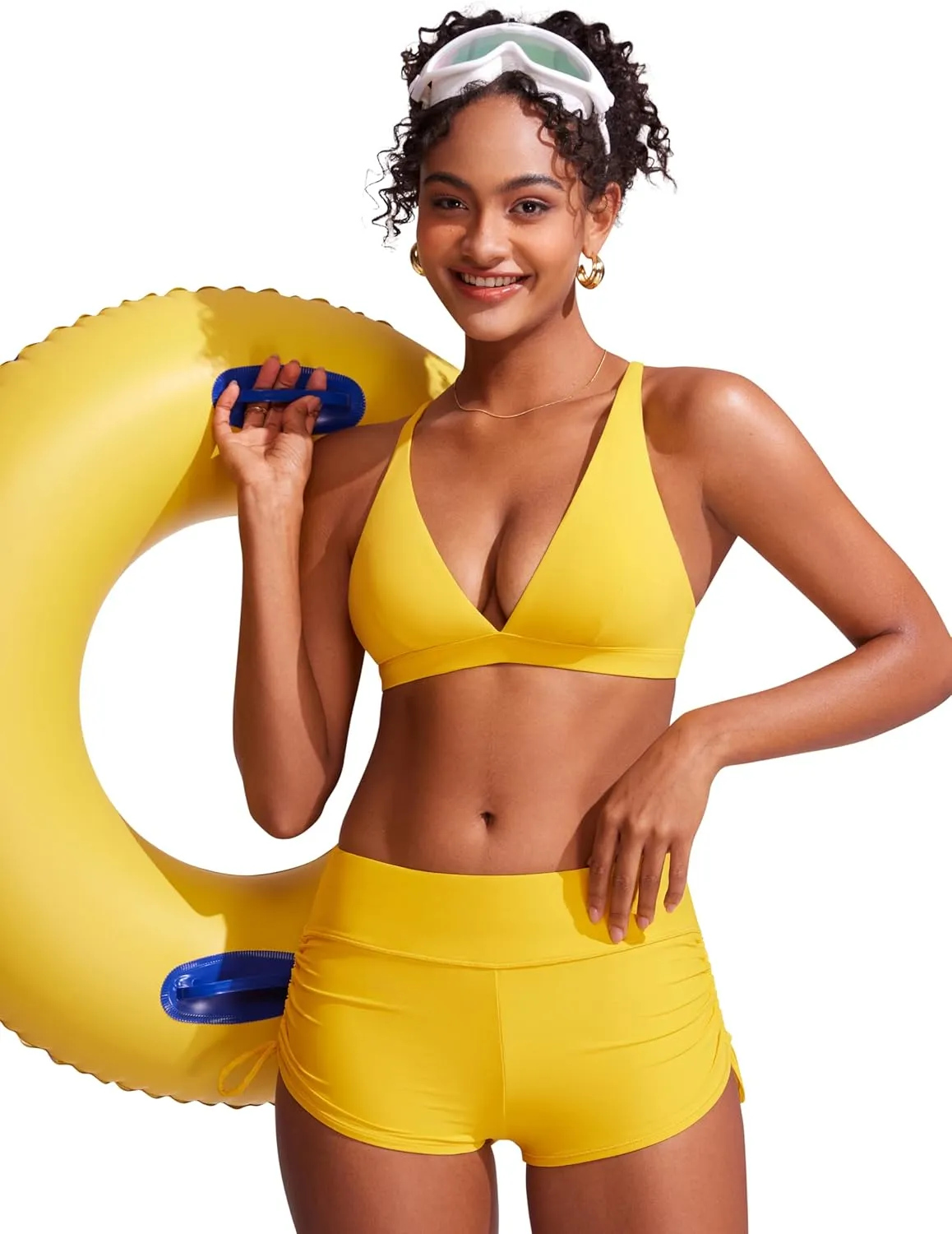 CRZ YOGA Womens V Neck Bikini Tops Criss Cross Back Sexy Swim Bathing Suit Bra Padded