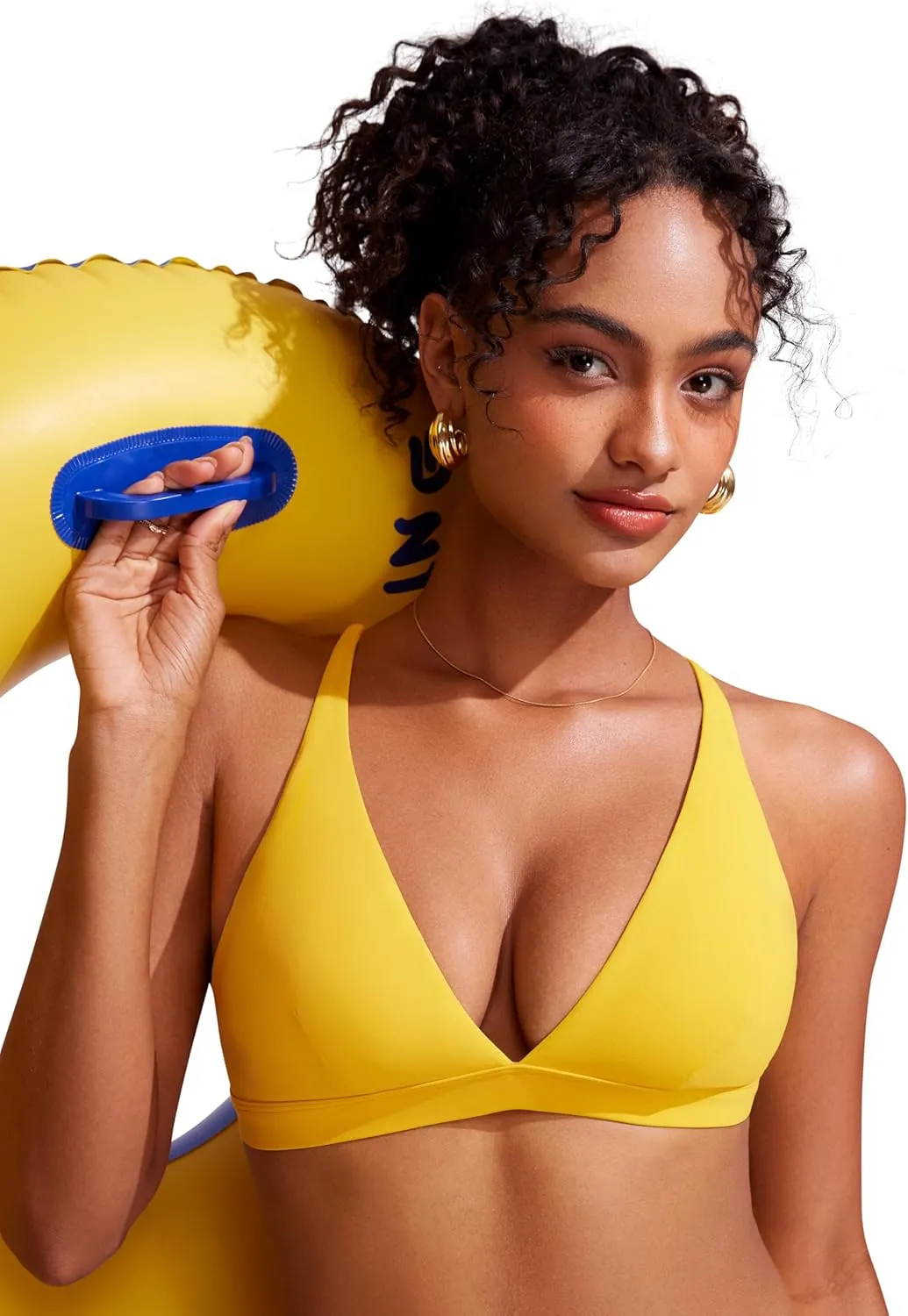 CRZ YOGA Womens V Neck Bikini Tops Criss Cross Back Sexy Swim Bathing Suit Bra Padded