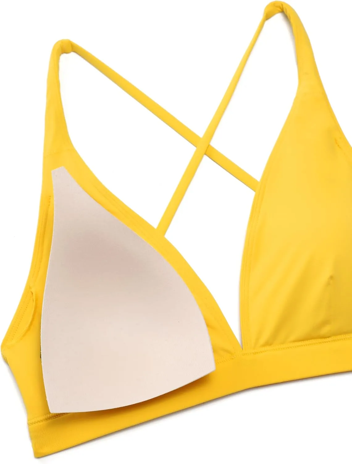 CRZ YOGA Womens V Neck Bikini Tops Criss Cross Back Sexy Swim Bathing Suit Bra Padded