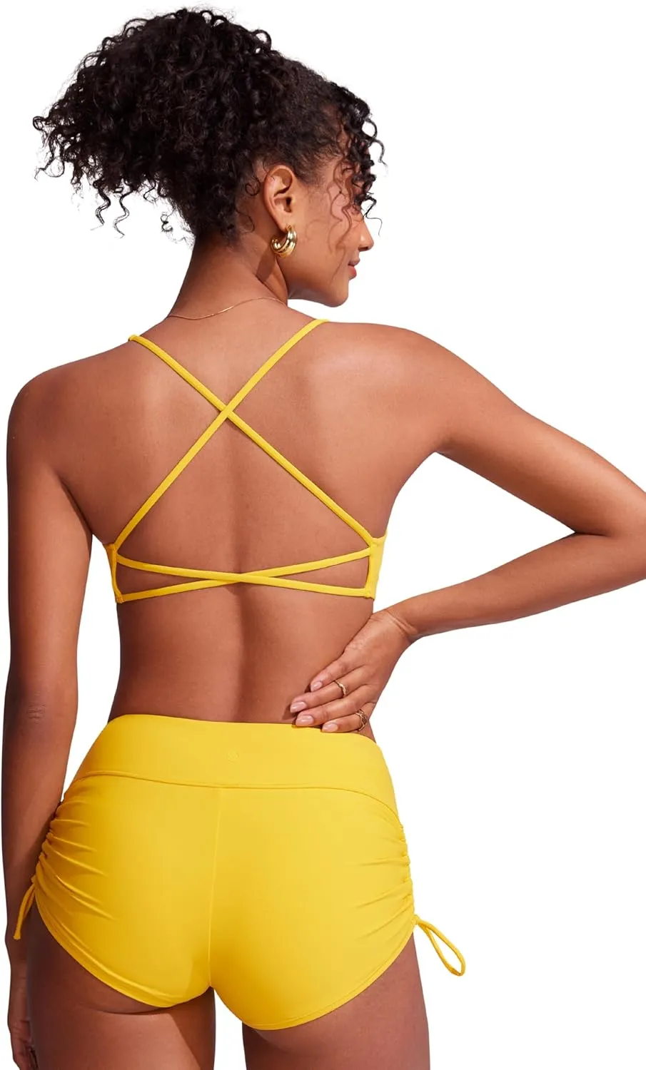 CRZ YOGA Womens V Neck Bikini Tops Criss Cross Back Sexy Swim Bathing Suit Bra Padded